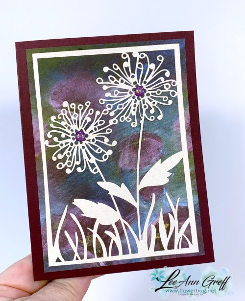 Shimmer detailed laser cut card dandilion