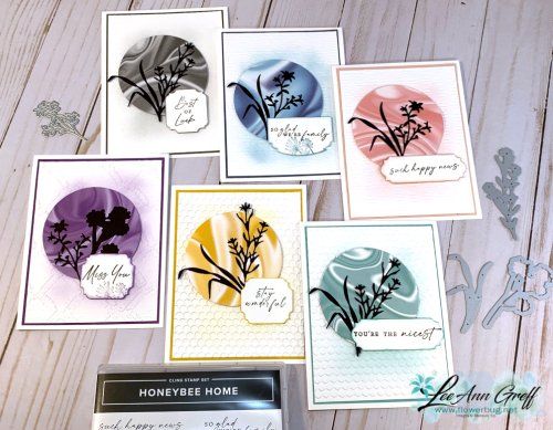 Honeybee Bloom silhouette with Simply Marbelous 