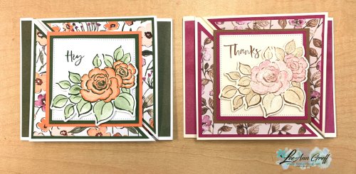 Charming Day diagonal fold cards