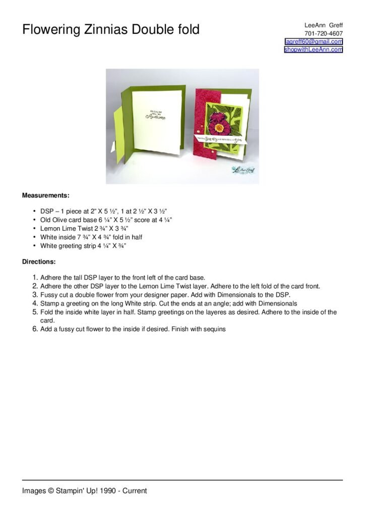 thumbnail of Flowering Zinnias double fold card