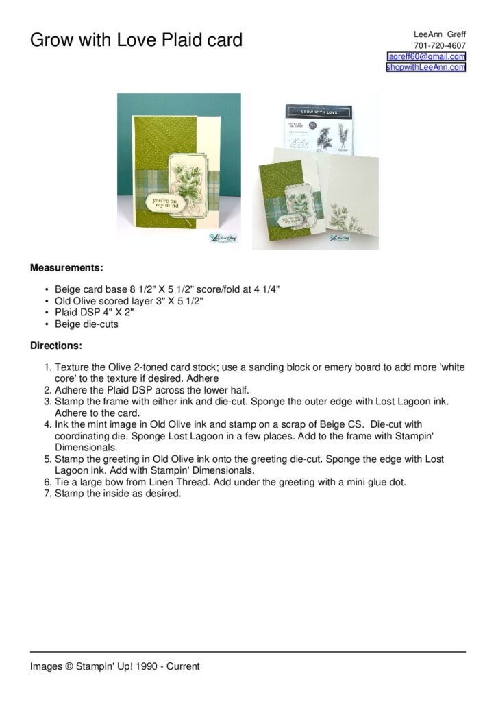 thumbnail of Grow with Love Plaid card