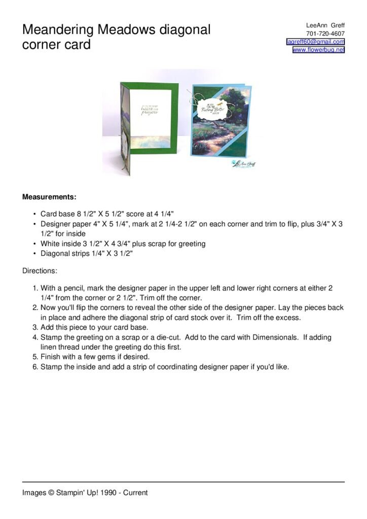 thumbnail of Meandering Meadows diagonal corner flip card