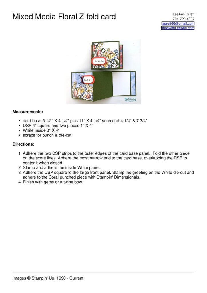 thumbnail of Mixed Media Floral Z-fold card