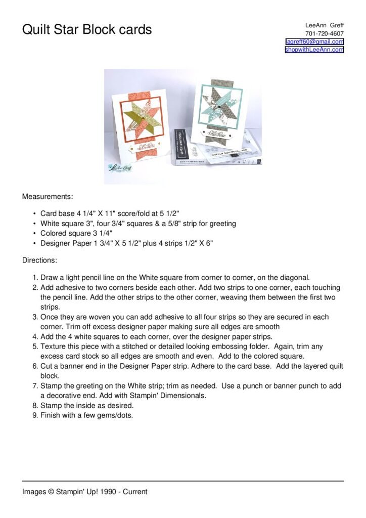 thumbnail of Quilted Star Block cards