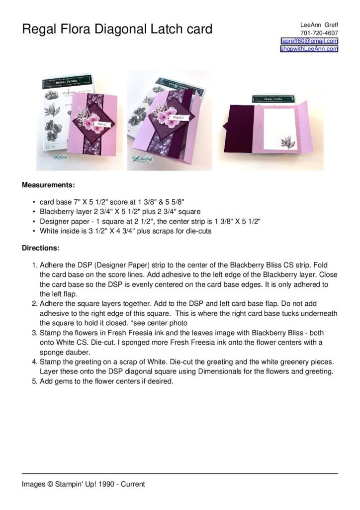 thumbnail of Regal Flora Diagonal Latch card