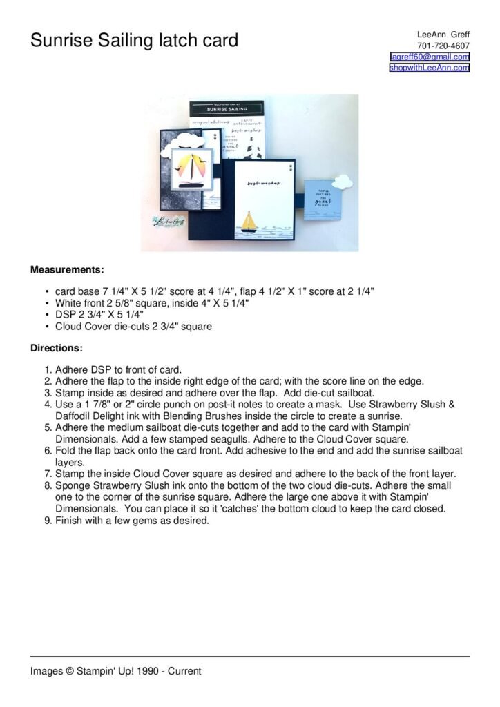 thumbnail of Sunrise Sailing Latch card