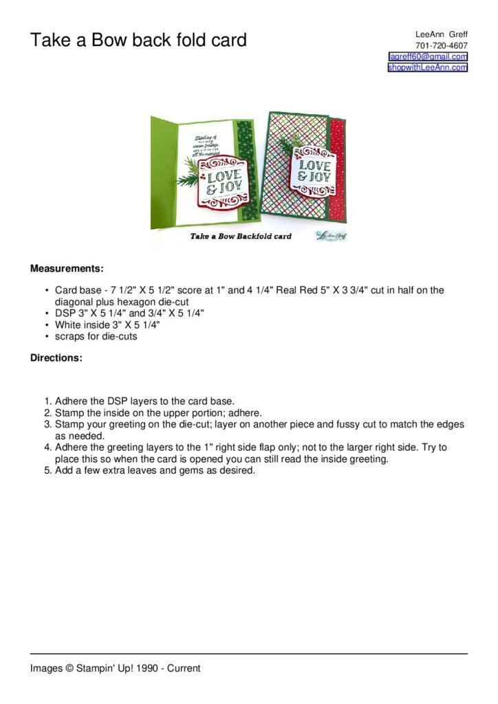 thumbnail of Take a Bow back fold card