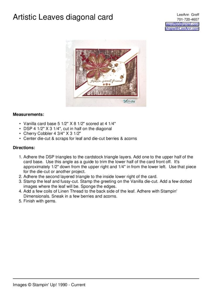 thumbnail of Artistic Leaves Diagonal card